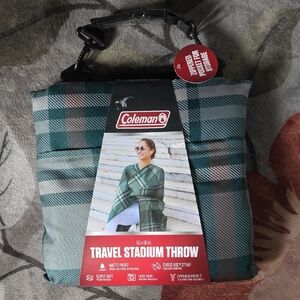 Coleman Teal and Black Plaid Travel Throw